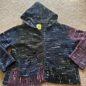 UNIF RARE Multicolor Chunky Knit Striped Jacket Cardigan Hoodie Size XS
